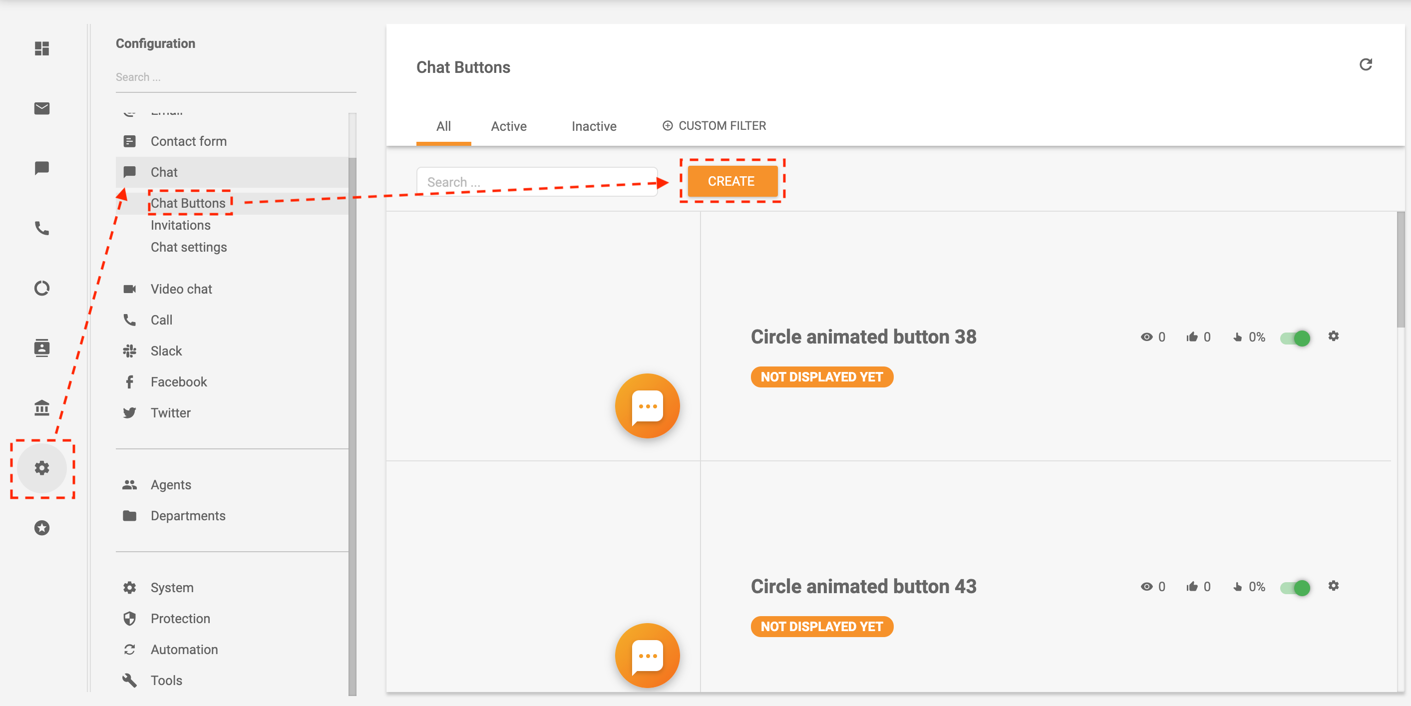 Przykład tworzenia przycisku czatu