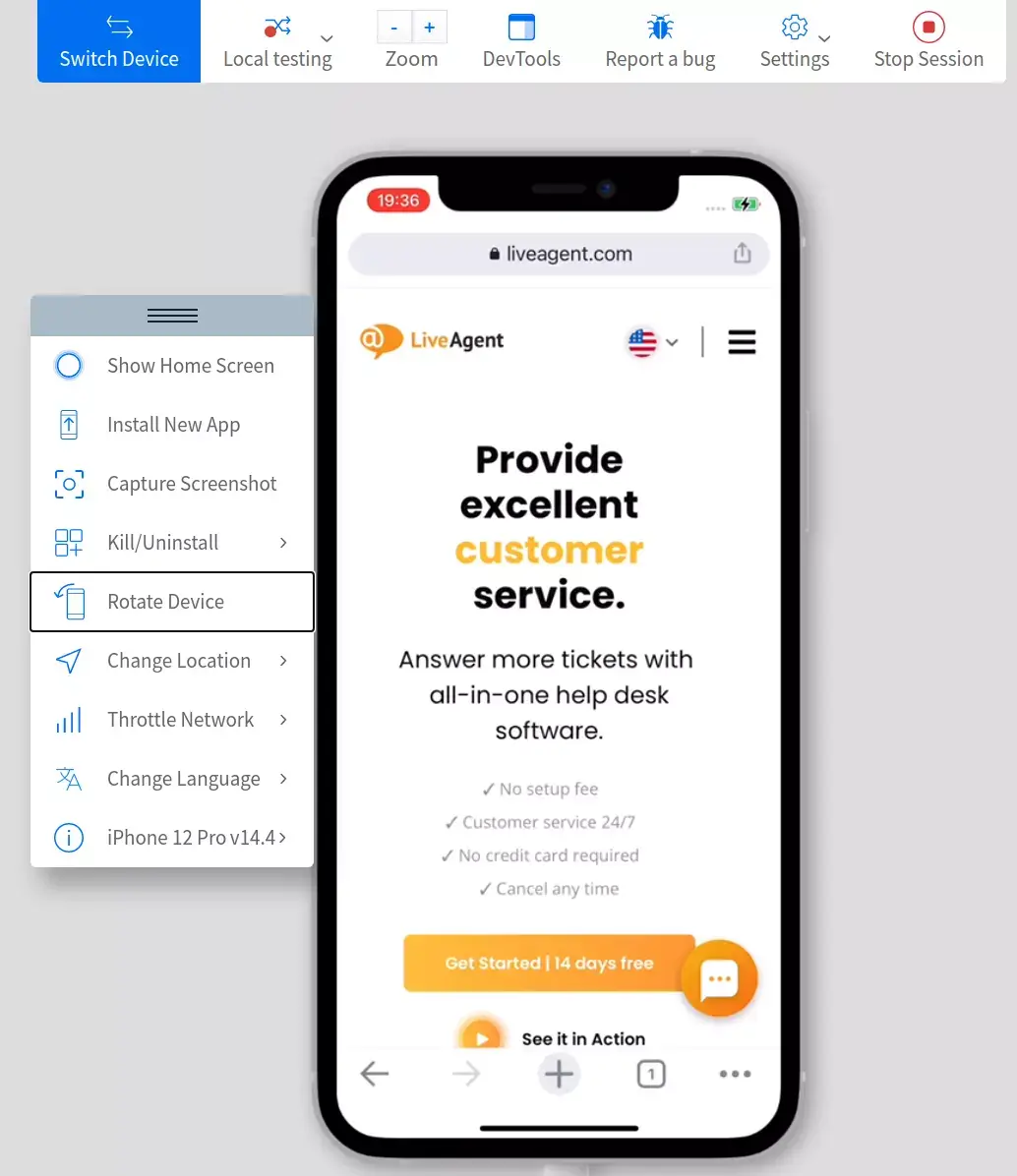 Symulacja strony BrowserStack