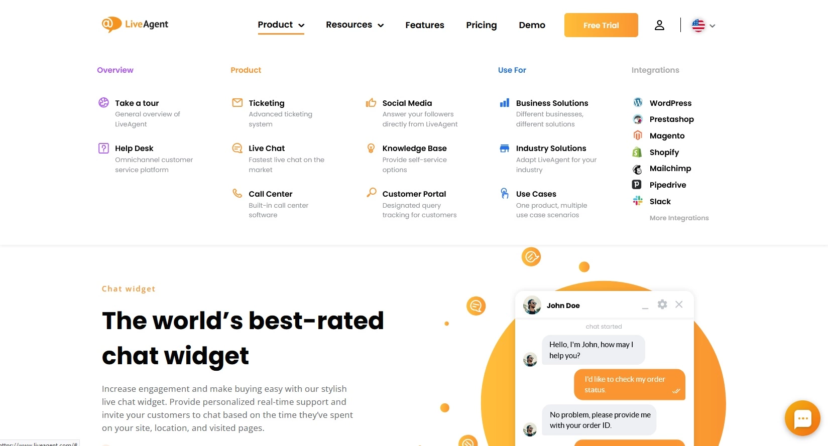 Opcje i informacje produktu LiveAgent