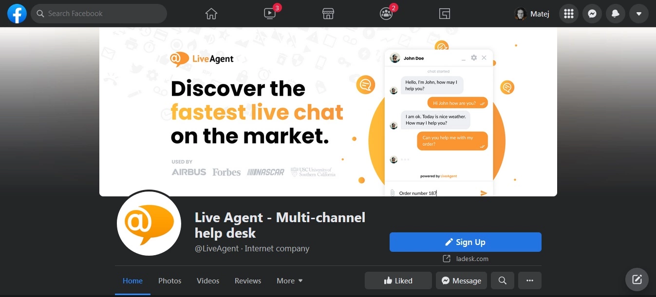 LiveAgent – Strona Facebook
