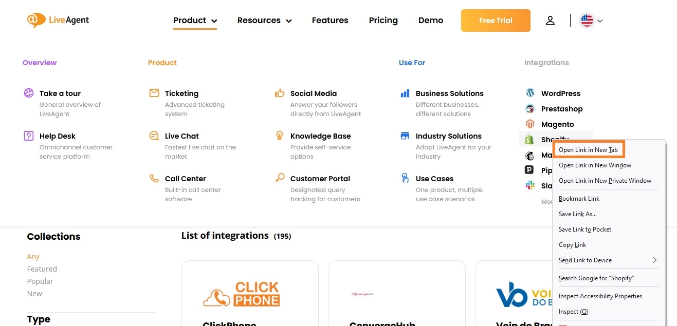 Przykład nowej karty na stronie LiveAgent