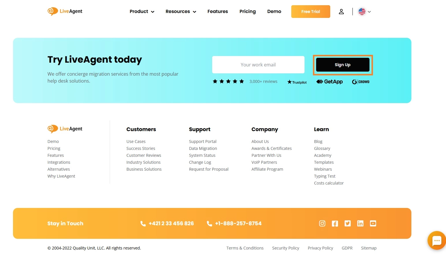 Opcja rejestracji LiveAgent