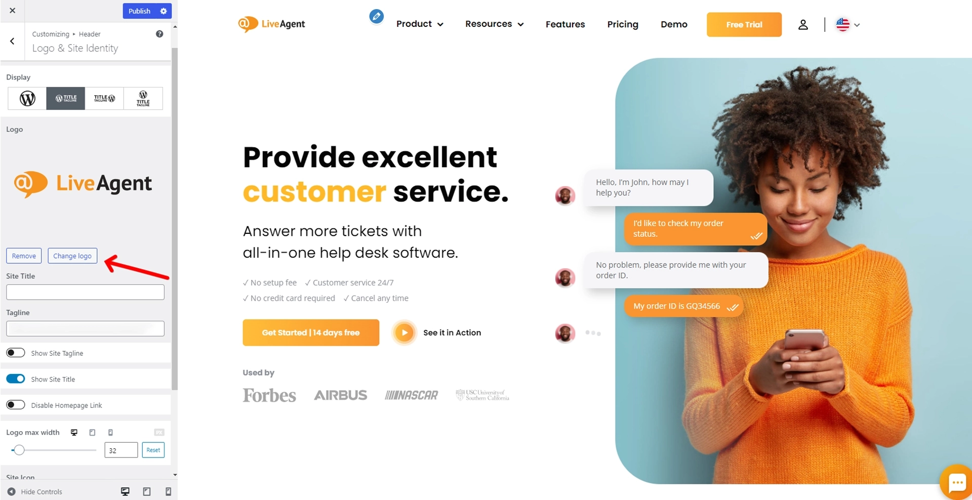 Łączenie logo nagłówka ze stroną główną