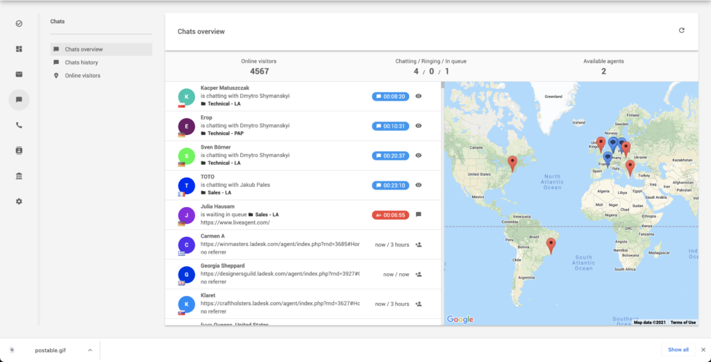 Odwiedzający online na witrynie - LiveAgent