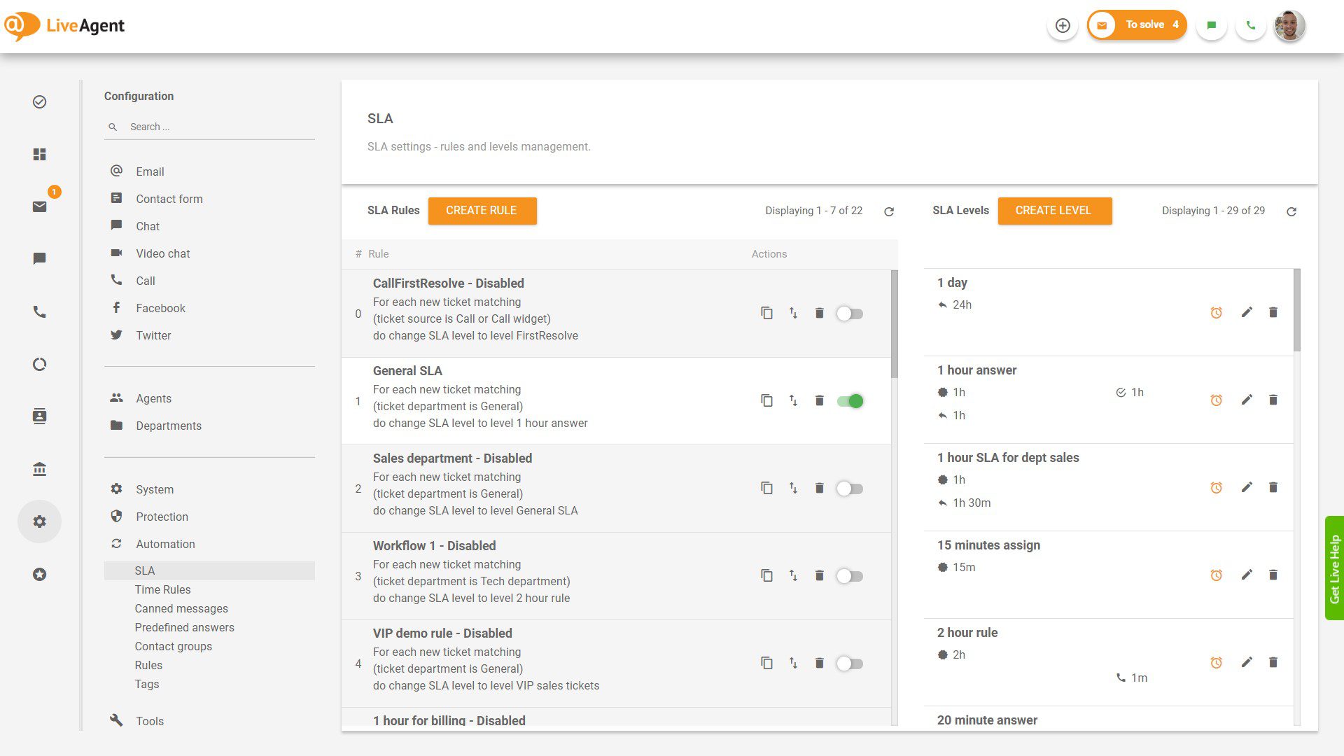 Reguły czasu w LiveAgent