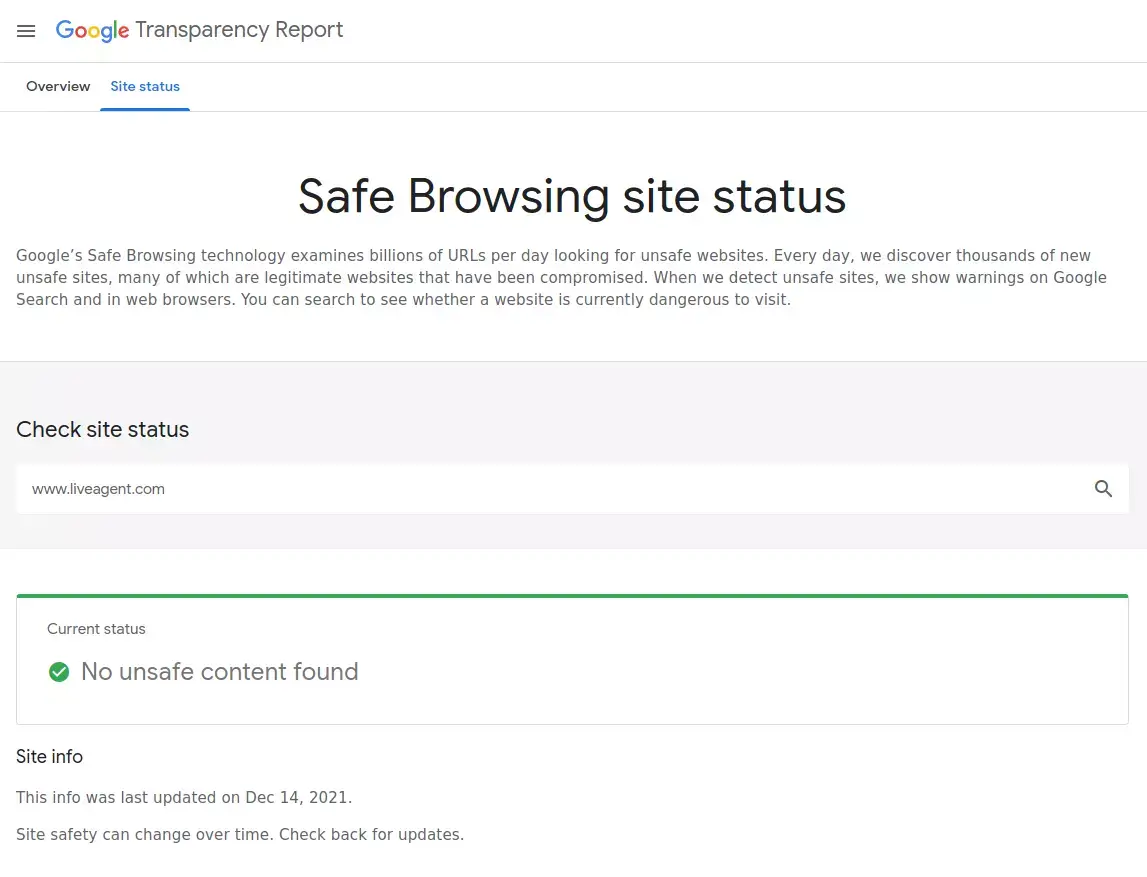 Sprawdź status Safe Browsing Twojej witryny