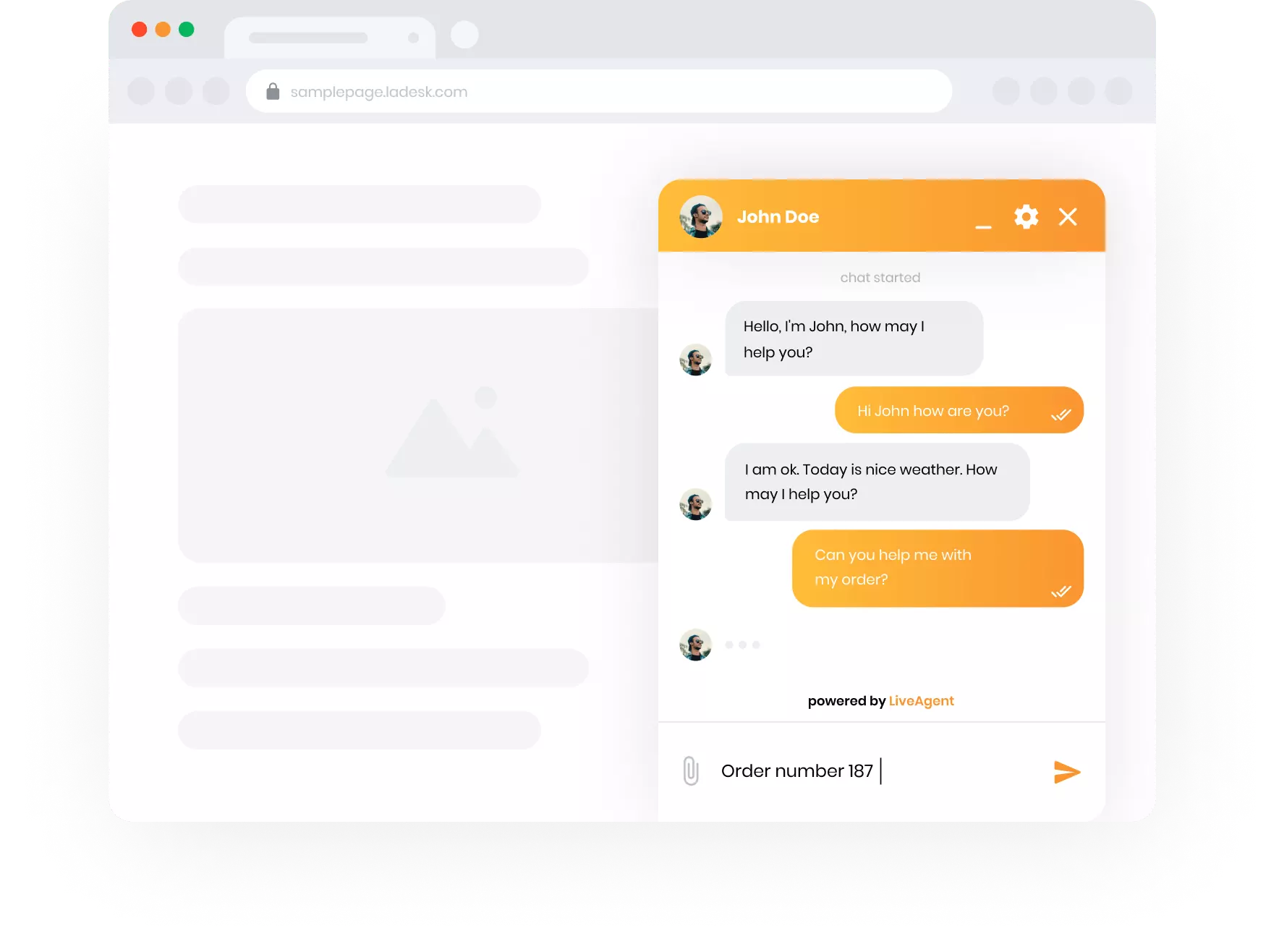 Widok czatu na żywo LiveAgent