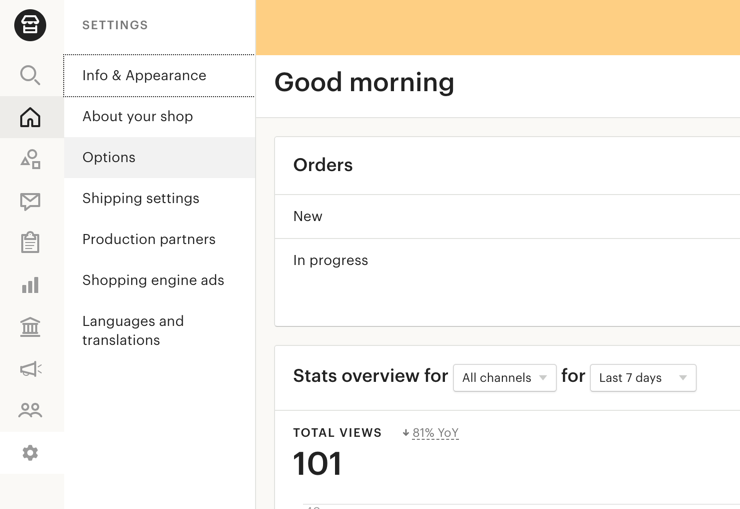 Pulpit nawigacyjny Etsy Shop Manager
