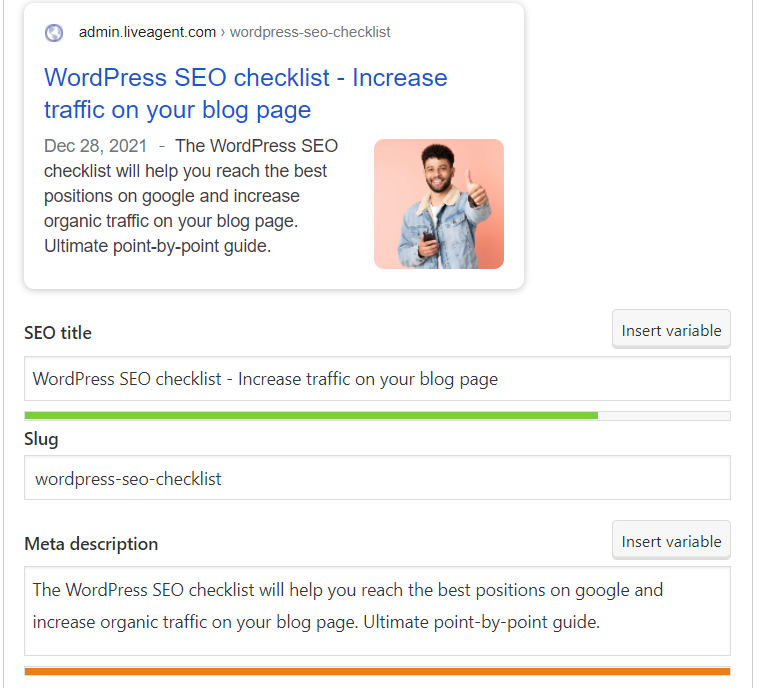Przykład wypełniania tytułu SEO i meta opisu