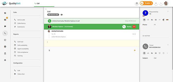 Wewnętrzne połączenia w toku LiveAgent