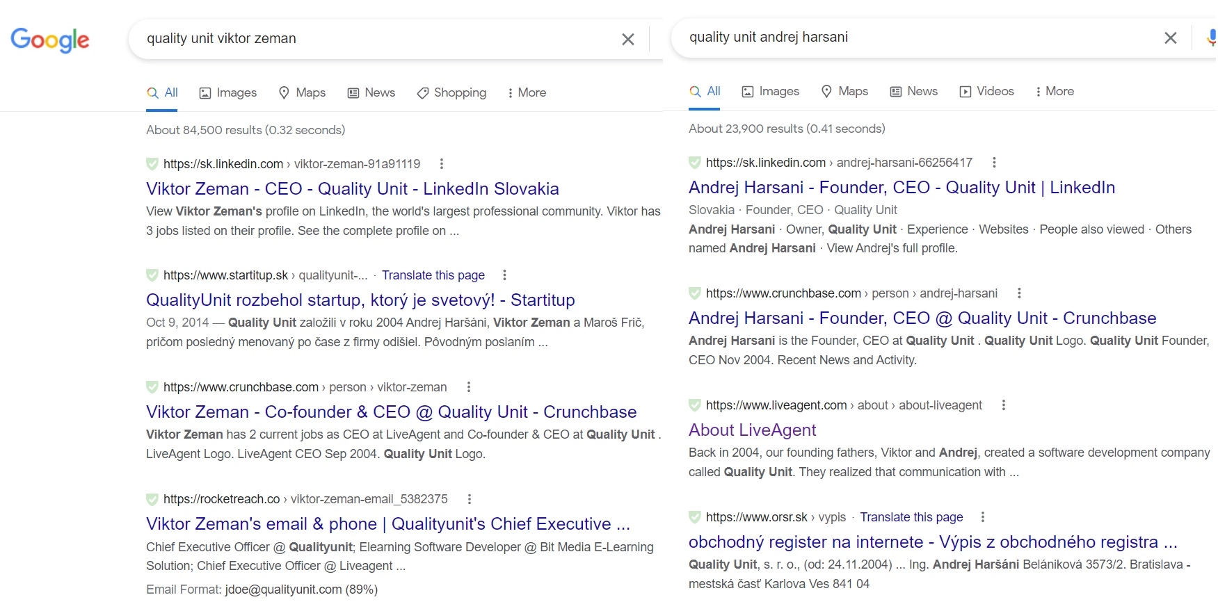 Wyniki wyszukiwania Google Quality Unit właściciele