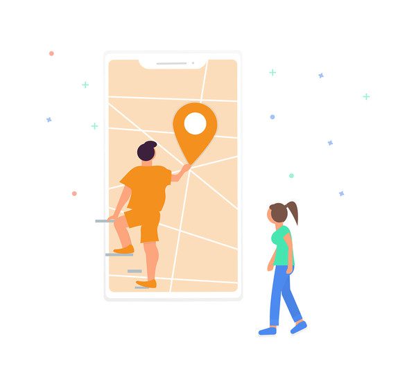 Podróżowanie - szukanie lokalizacji - ilustracja