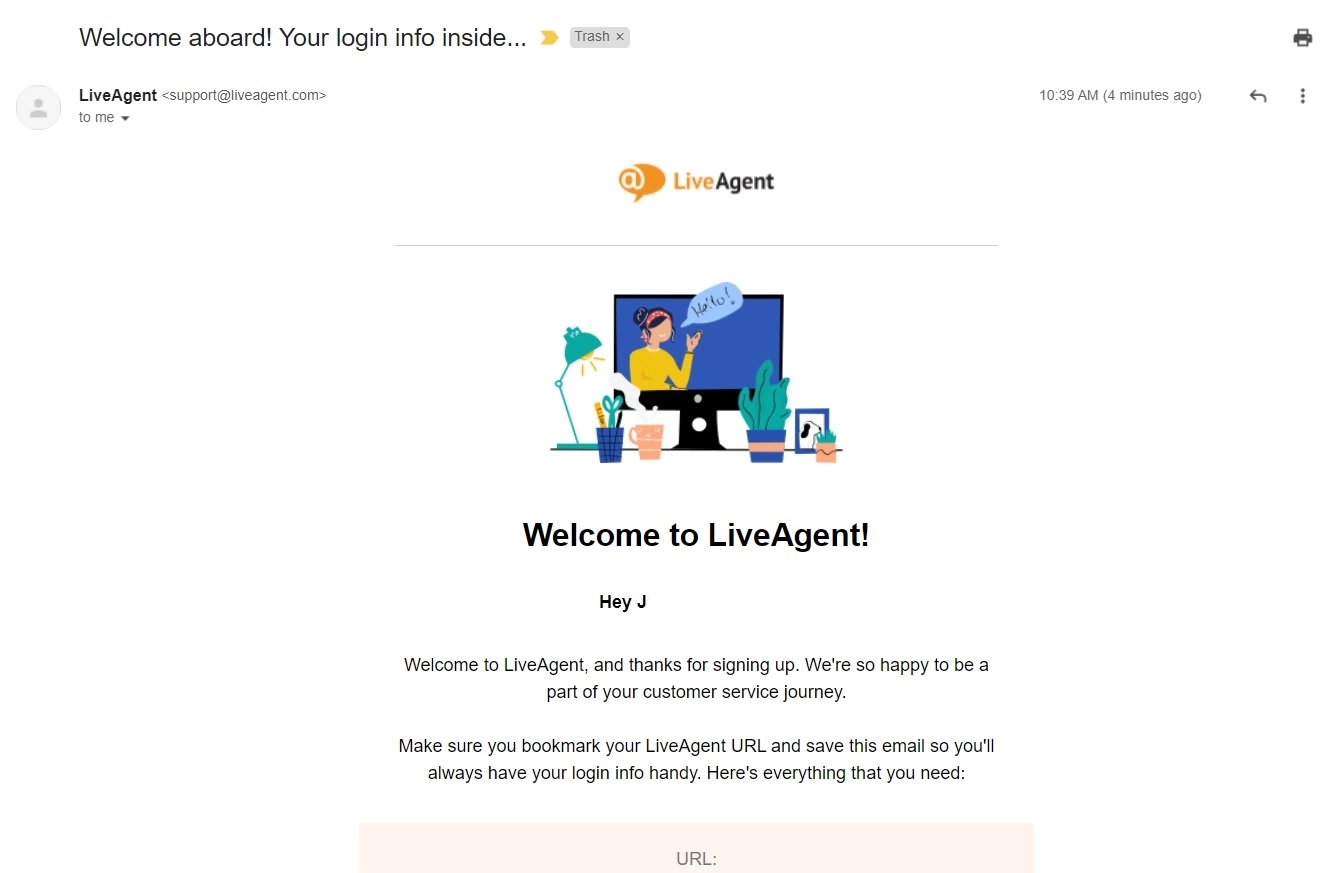 Witaj w wiadomości e-mail LiveAgent