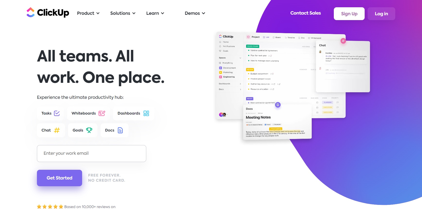 Strona główna ClickUp - planuj, śledź i łatwo zarządzaj swoimi projektami z jednego miejsca.
