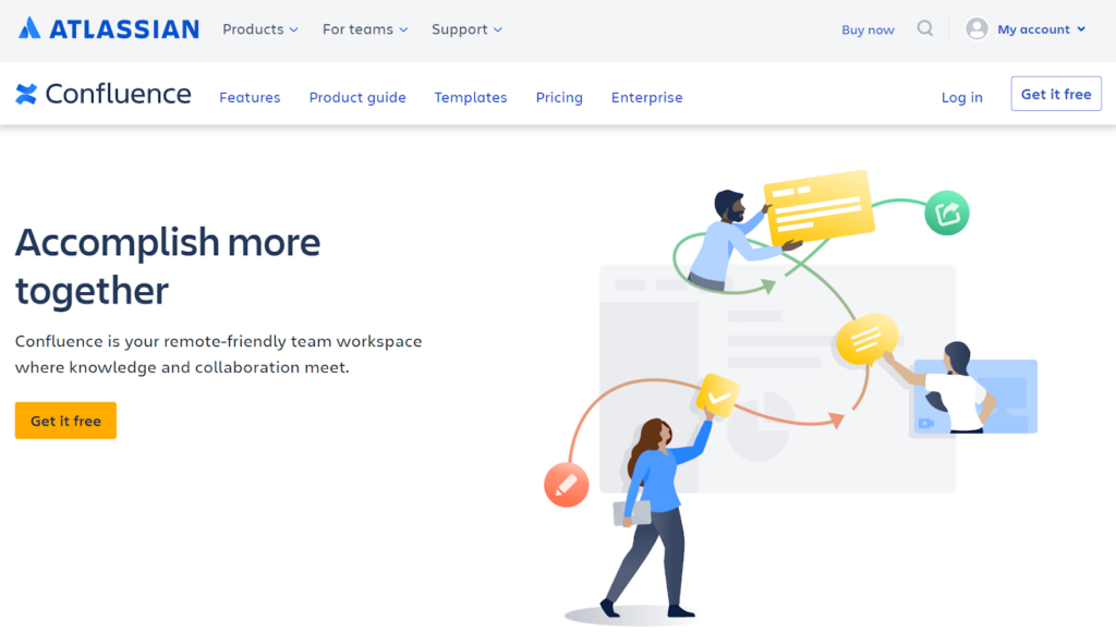 Elegancki obraz ekranu głównego oprogramowania Confluence