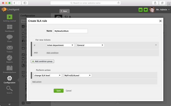 Obraz pokazuje, jak ustawić nowe warunki i określić akcję, która ma być podjęta