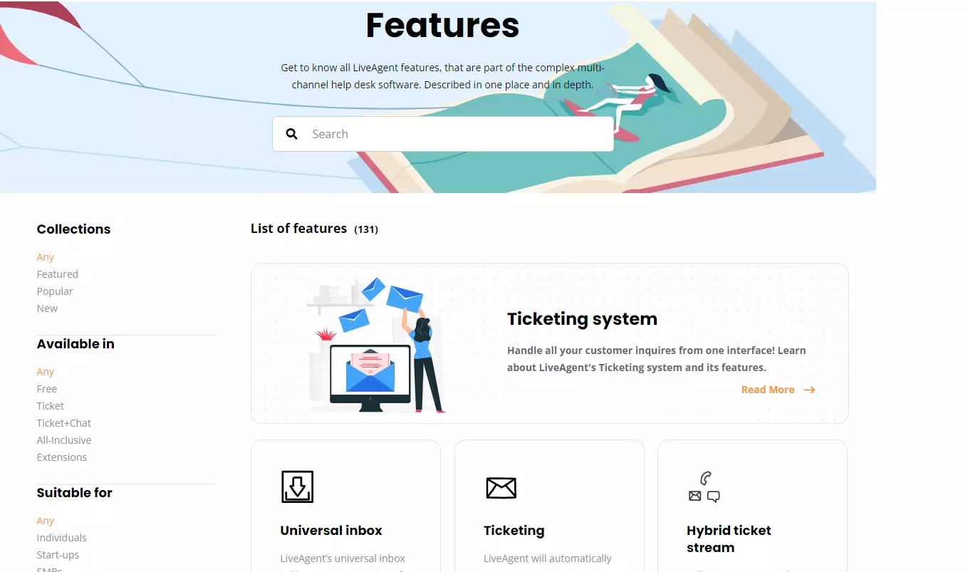 Strona funkcji LiveAgent