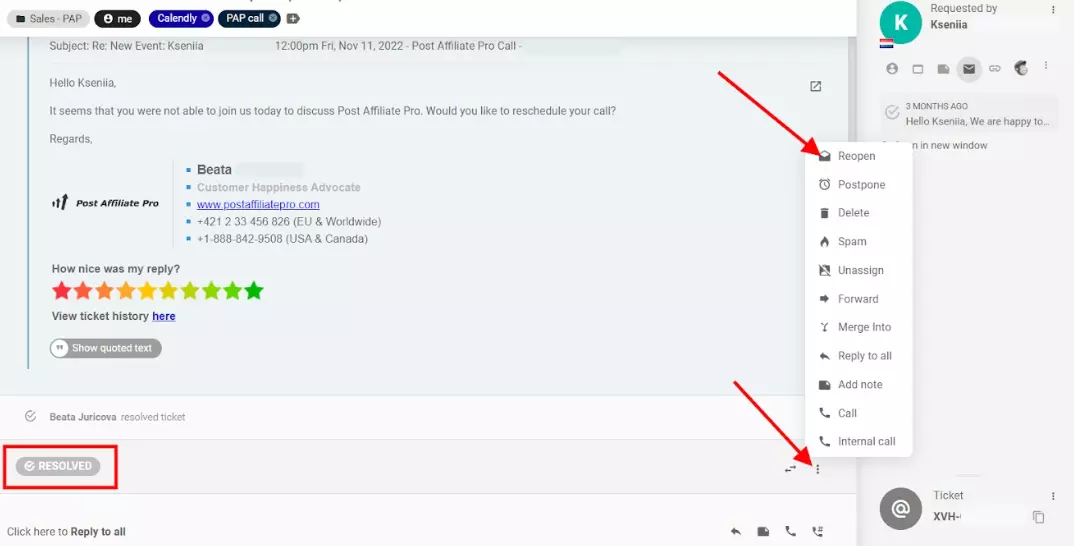 Ponowne otwarcie biletu LiveAgent