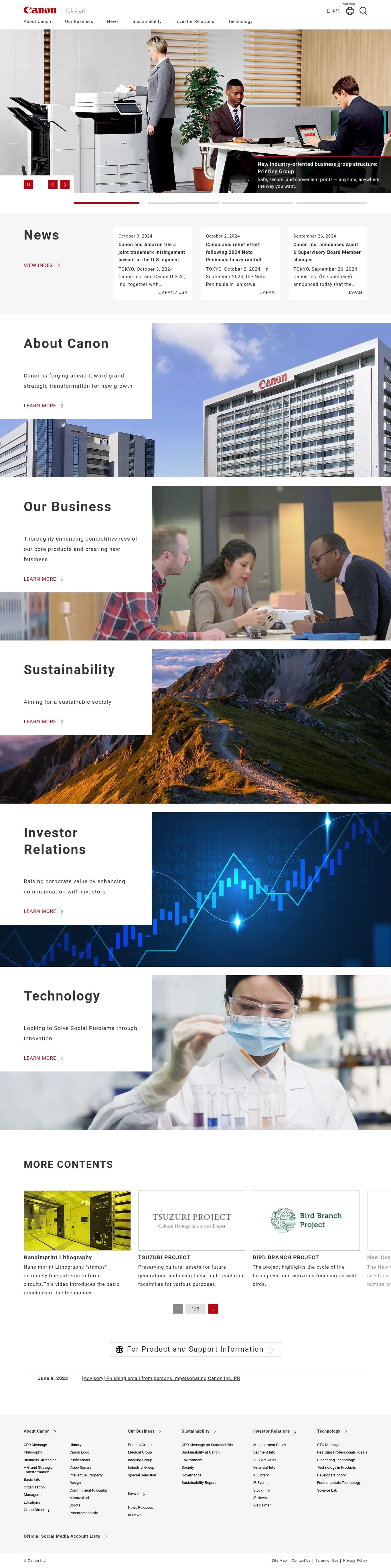 Kontakty Helpdesku Canon