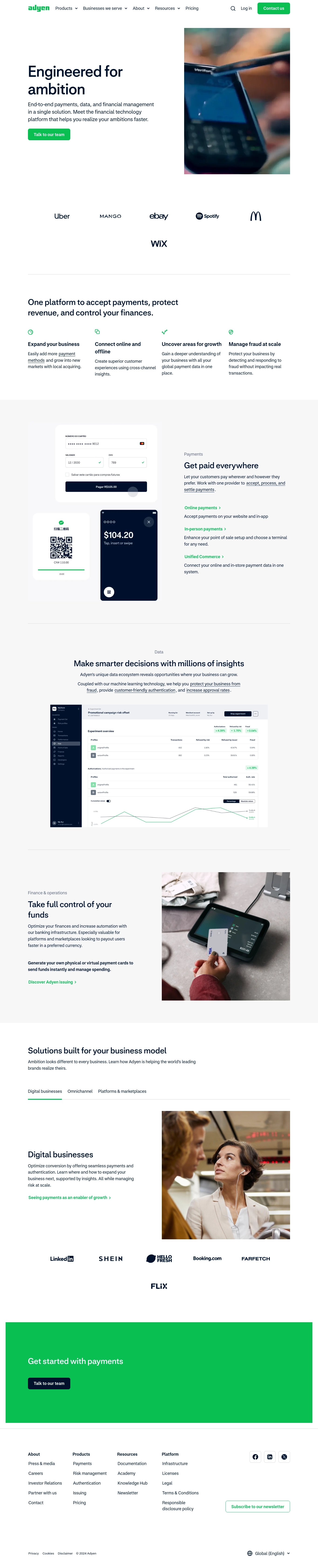 Kontakty Helpdesku Adyen
