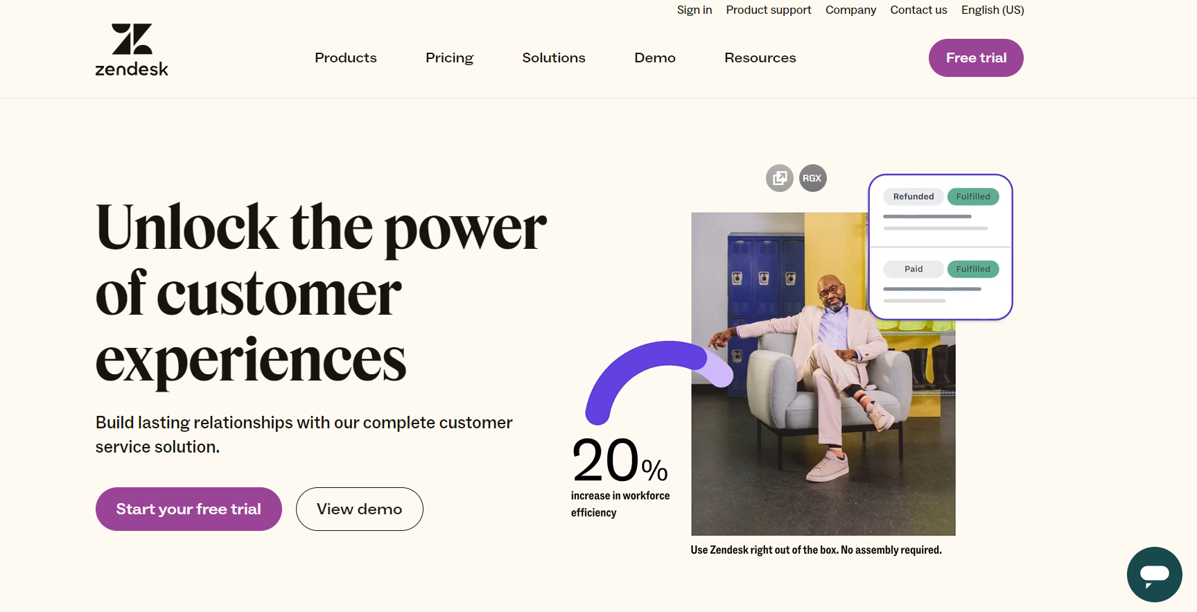 Strona główna Zendesk Suite - oprogramowanie czatu na żywo zorientowane na relacje dla e-commerce