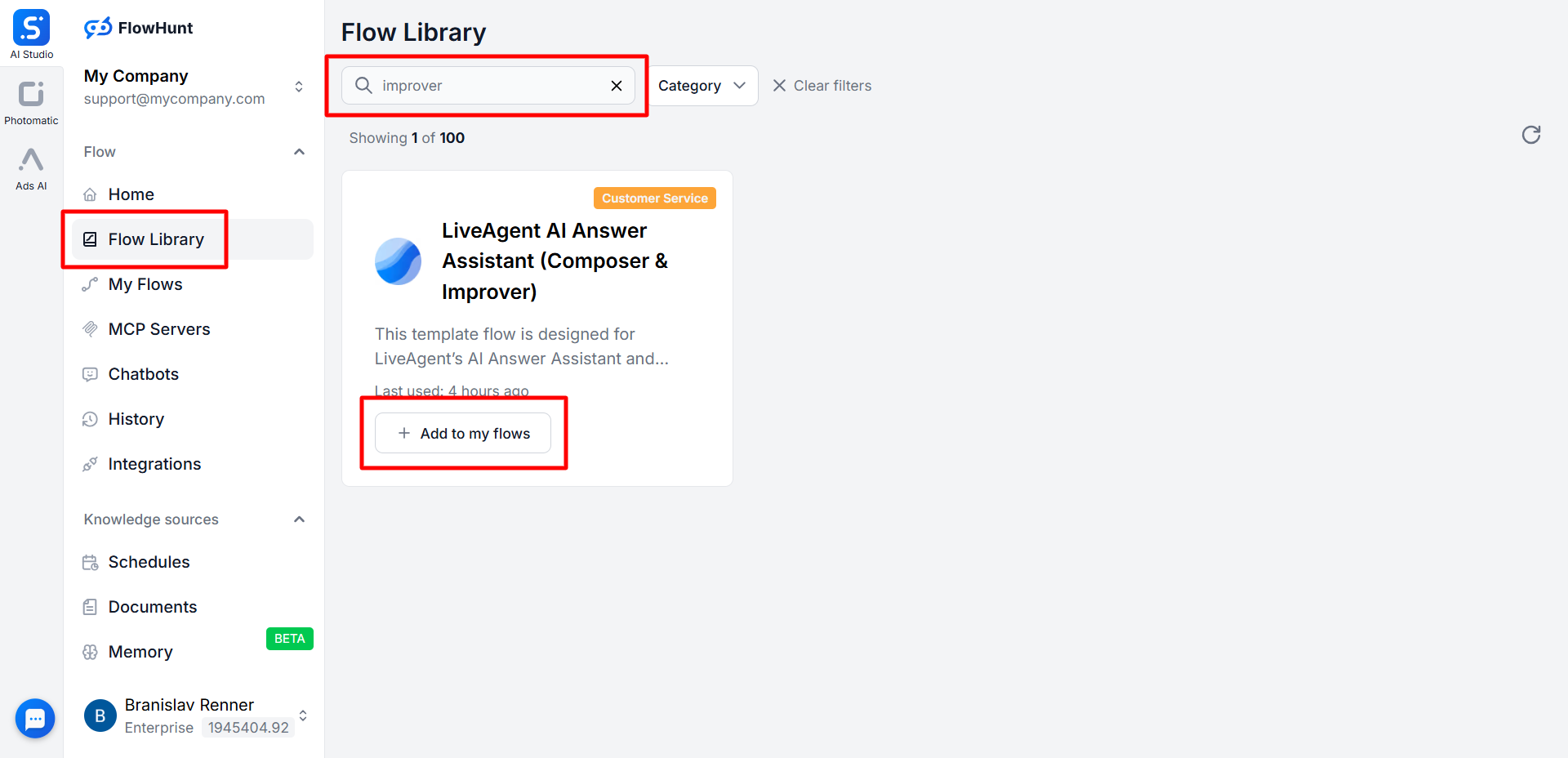 Ulepszacz odpowiedzi AI vs FlowHunt jako integracja dostawcy
