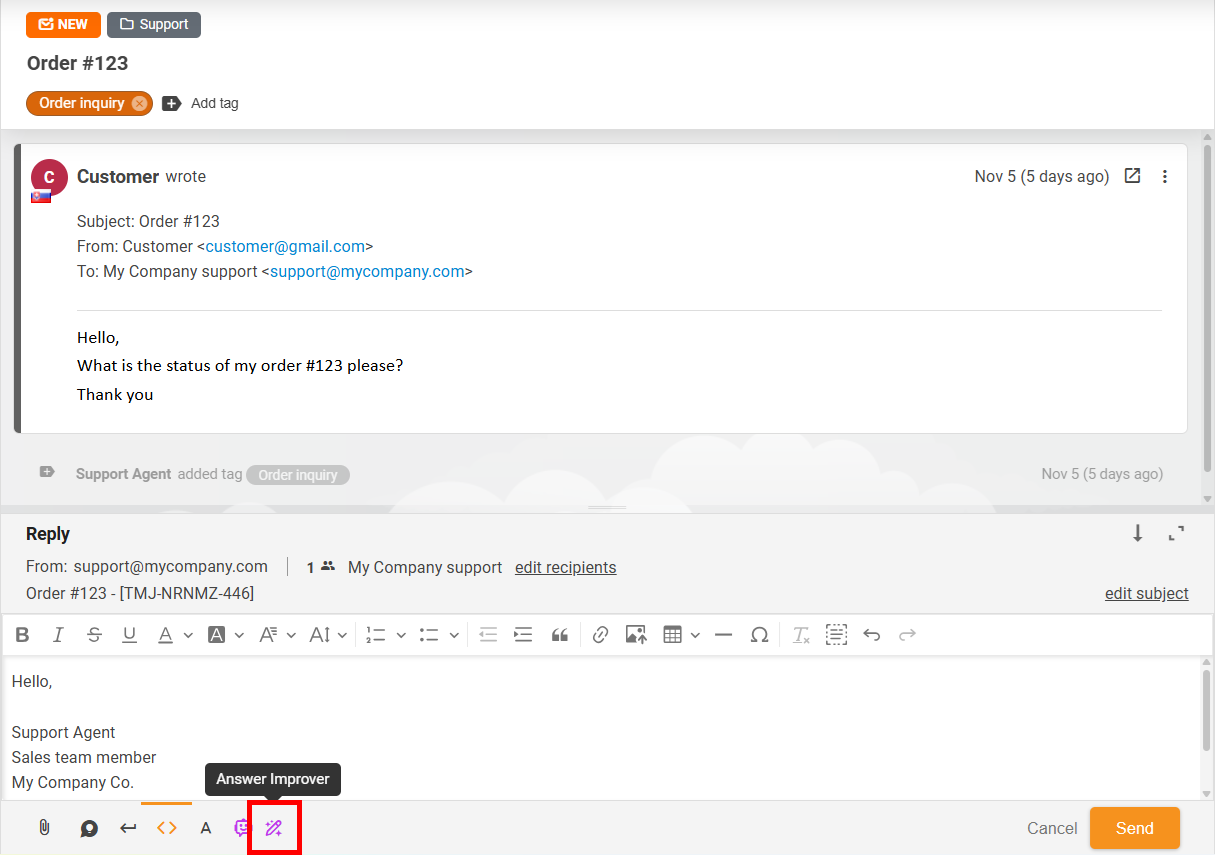 Okno Ulepszacza odpowiedzi — widok ogólny
