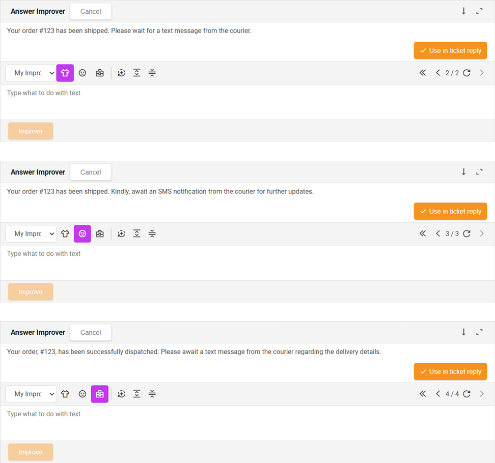 Tryby Ulepszacza odpowiedzi