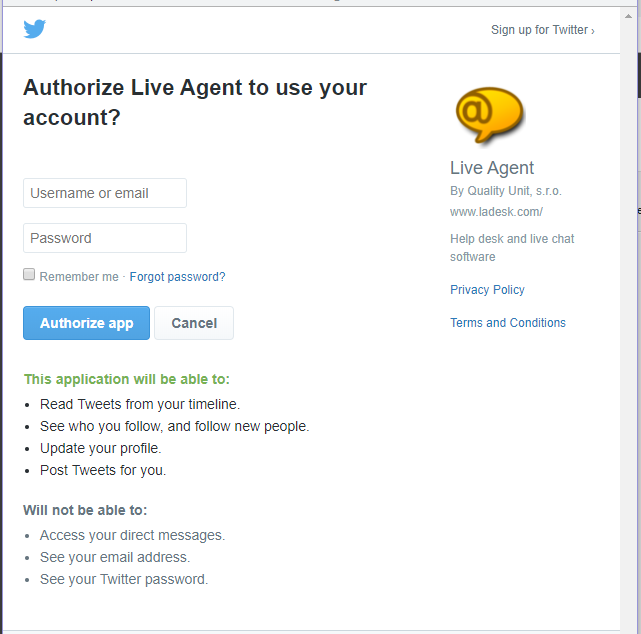 Autoryzuj aplikację Twitter
