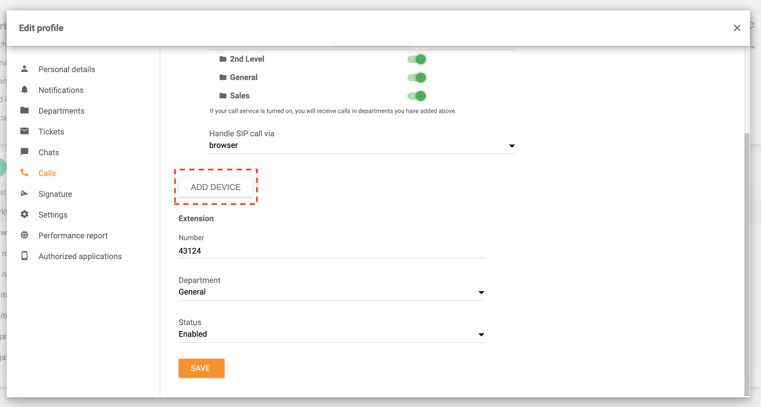 Routing połączeń - dodaj urządzenie