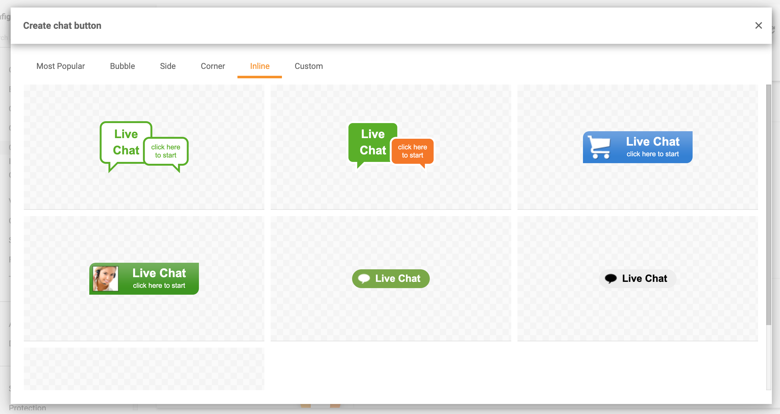 Wbudowane przyciski czatu
