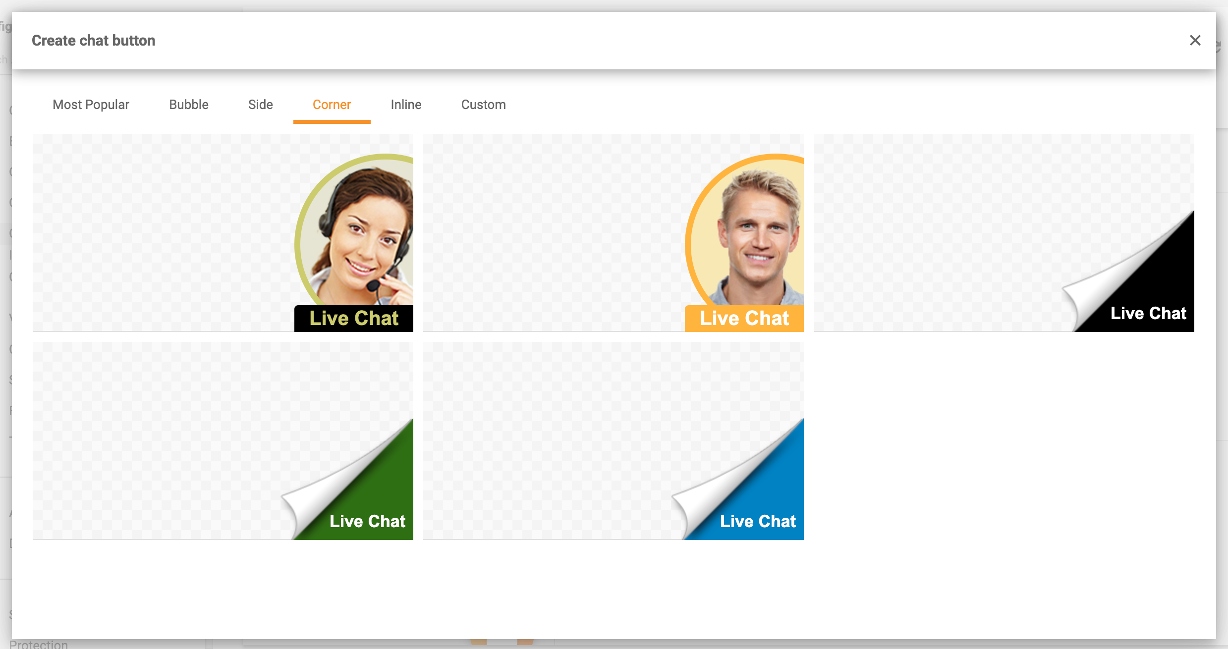 Narożne przyciski czatu