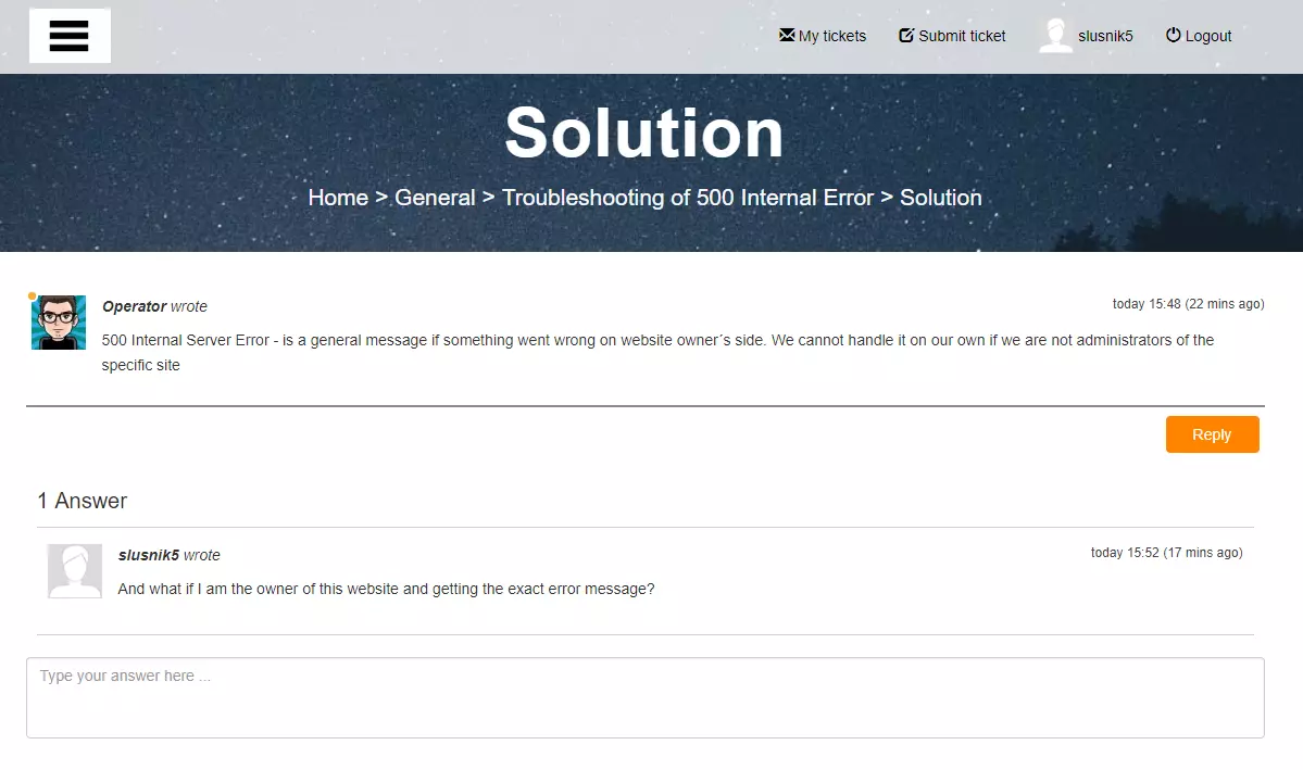 Przykład publicznego forum klientów