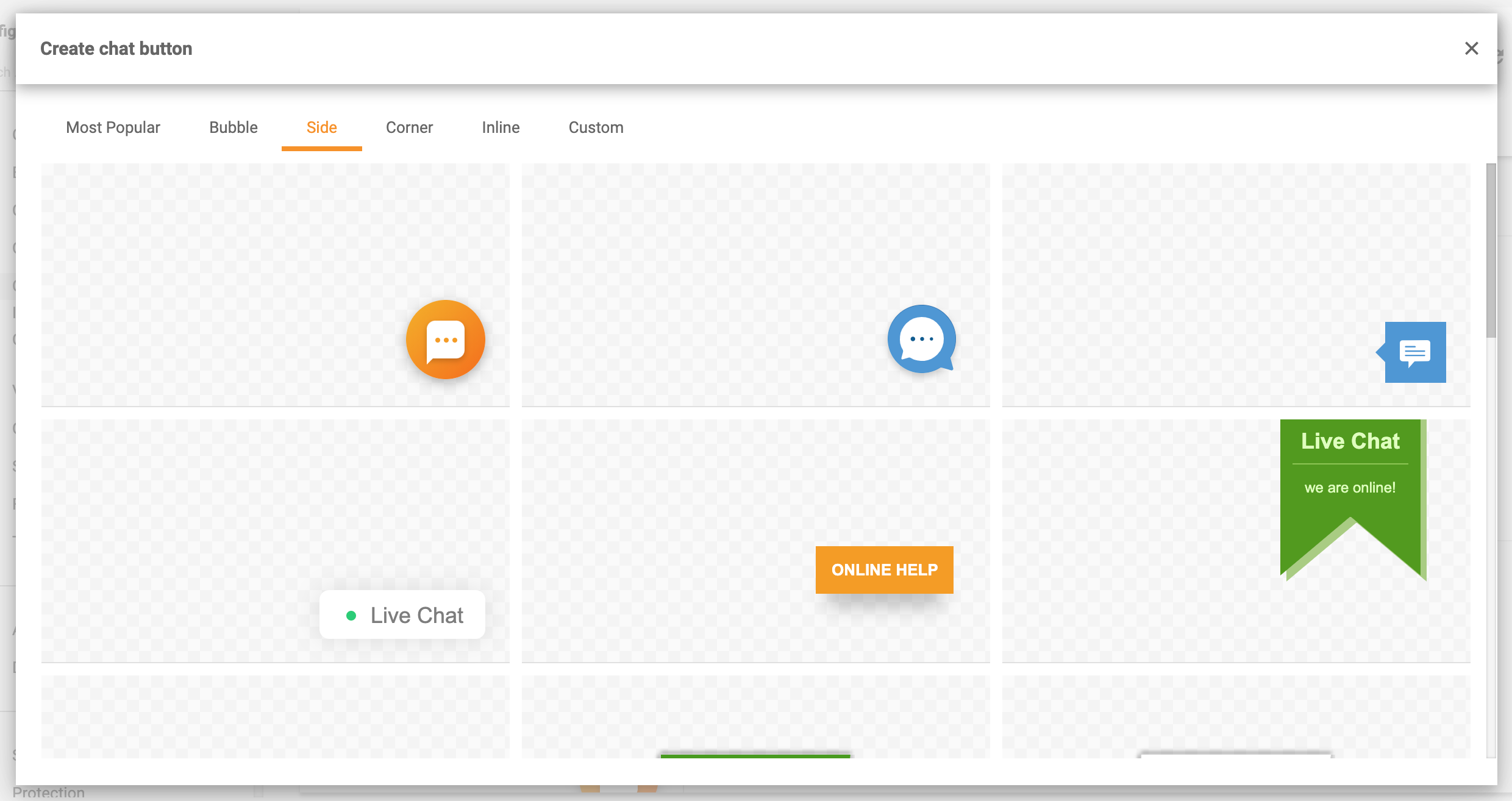 Boczne przyciski czatu