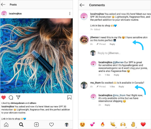 Przypięte komentarze Instagram