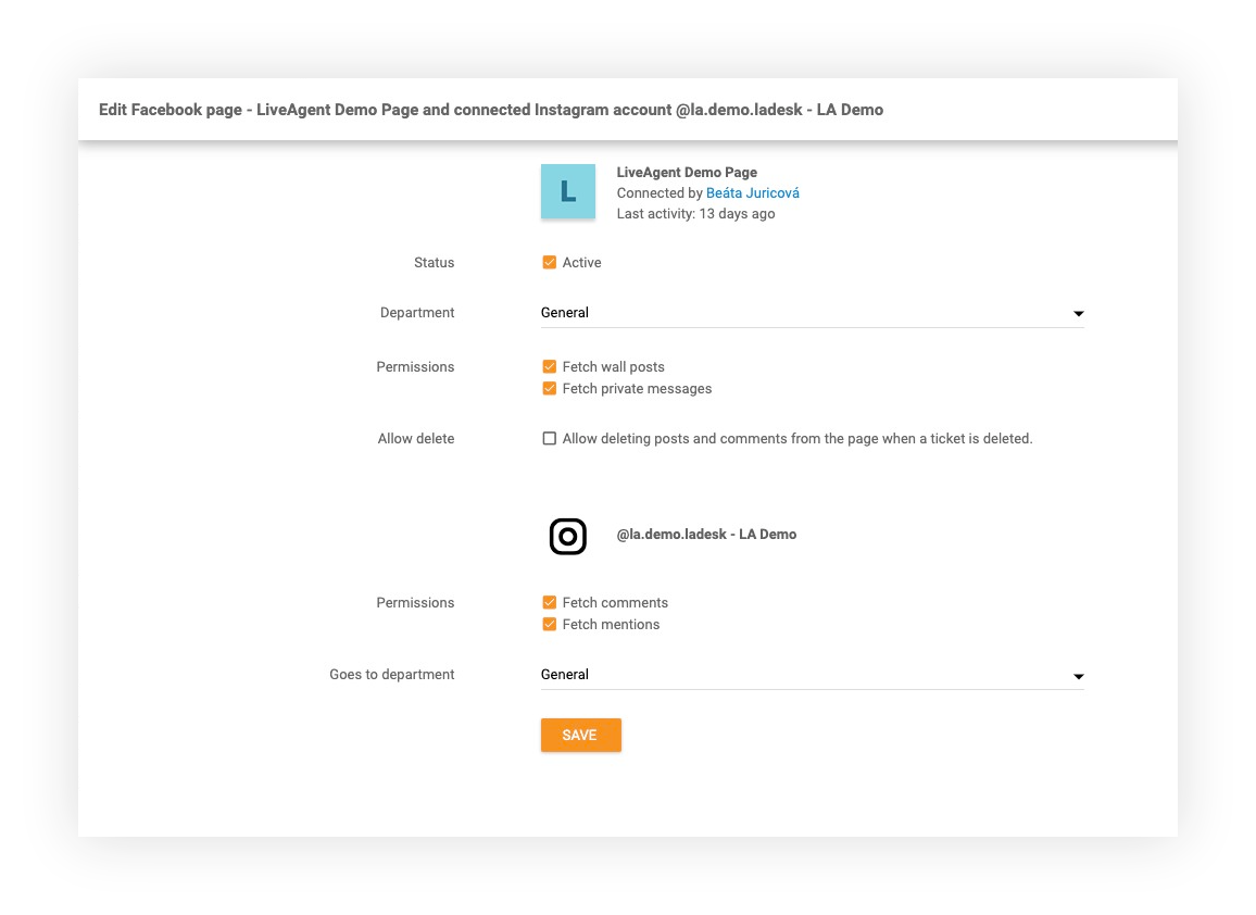Funkcja Instagram w LiveAgent
