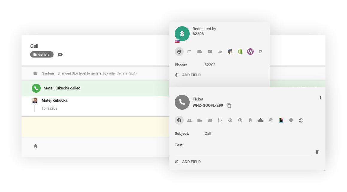 Interfejs połączenia wewnętrznego w LiveAgent