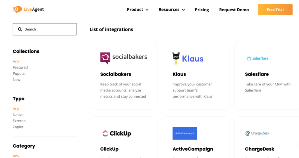 Integracje LiveAgent
