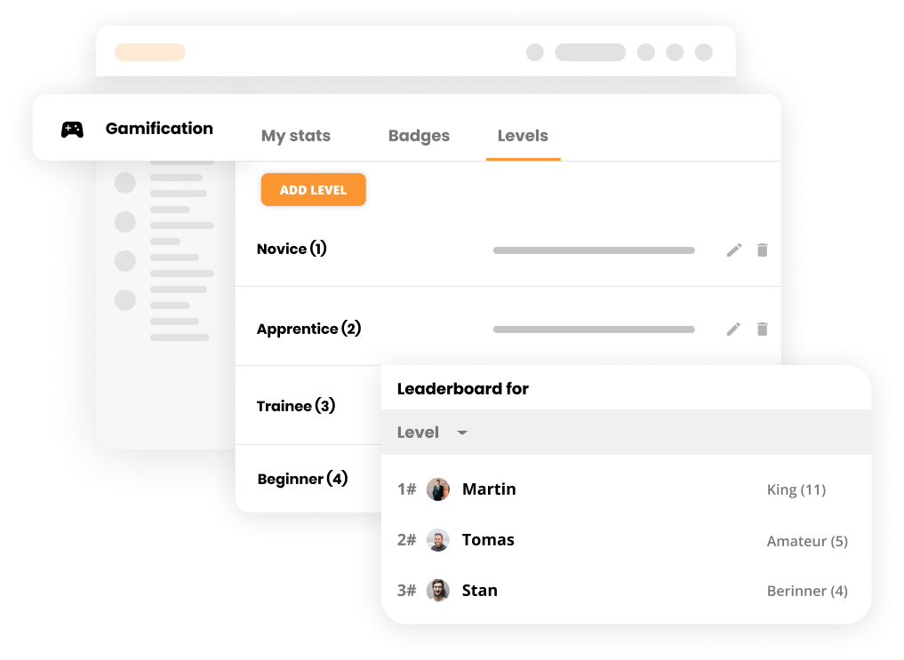 Tablica wyników dla poziomów