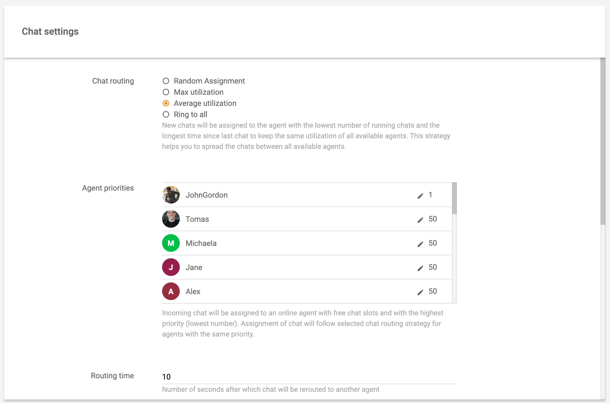 Ustawienia routingu czatu w czasie rzeczywistym LiveAgent