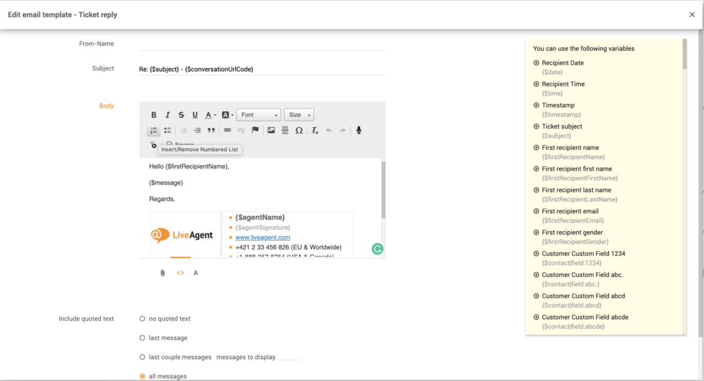 Dostosowywanie szablonu e-mail