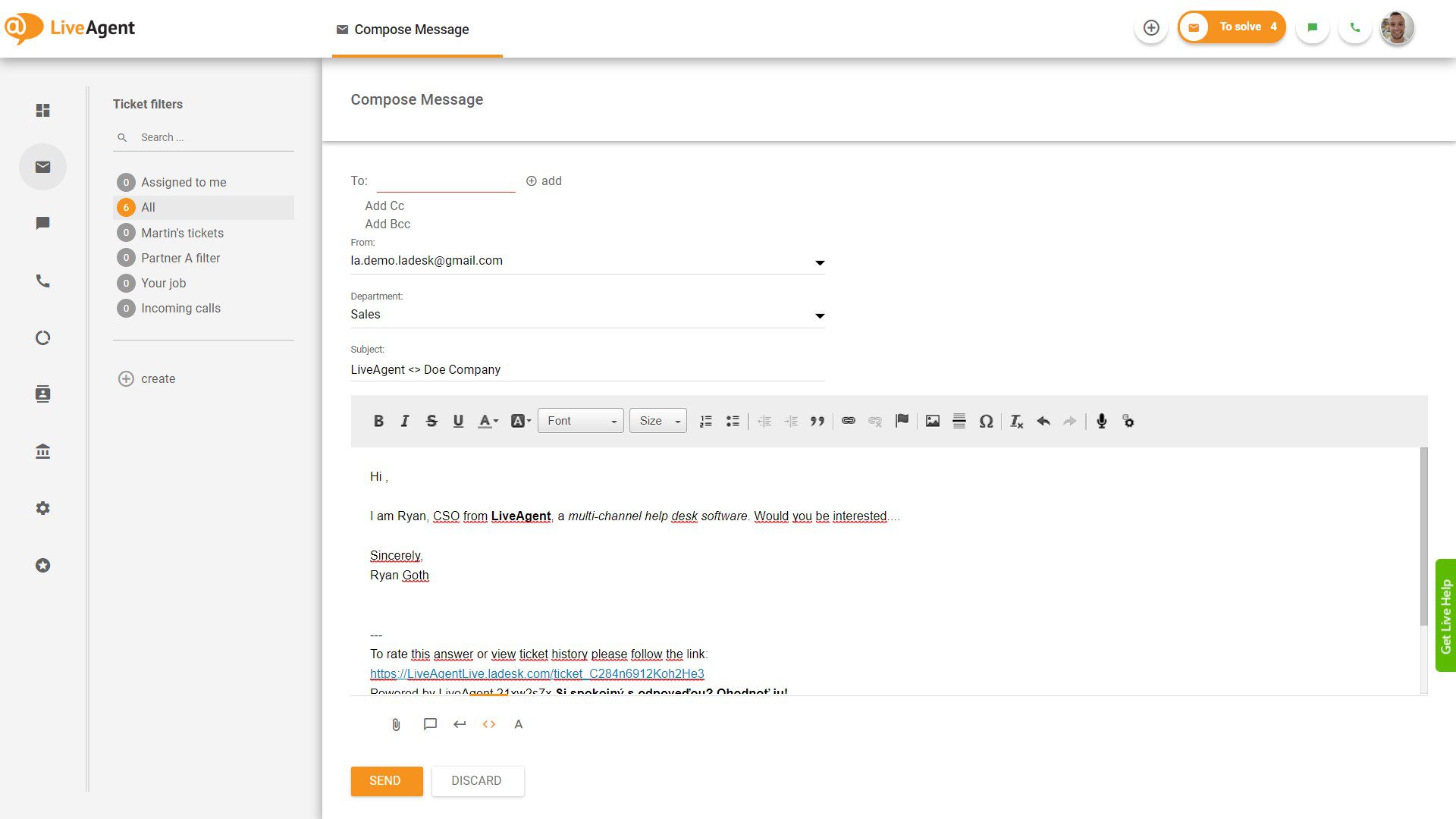 Edytor WYSIWYG w nowym zgłoszeniu