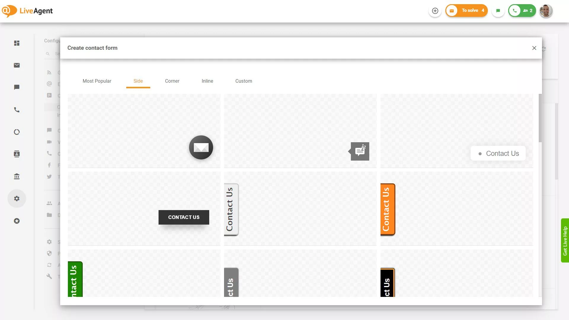 Boczne przyciski formularza kontaktowego