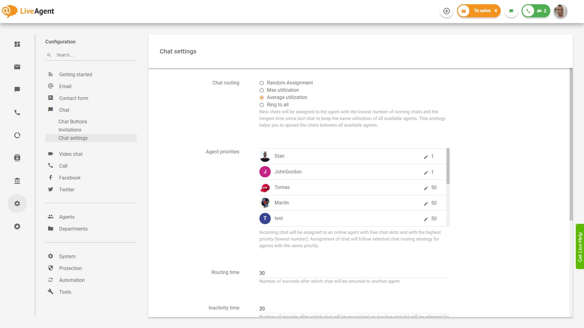 Ustawienia routingu czatu