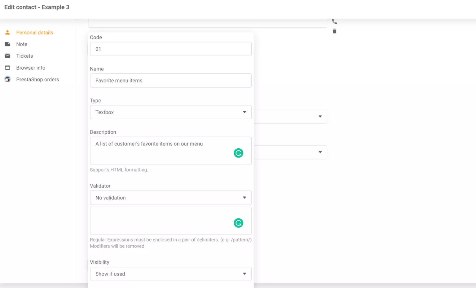 Nowy kontakt dodany do listy kontaktów LiveAgent