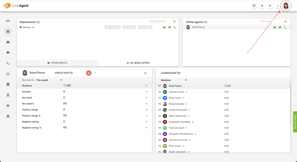LiveAgent - znalezienie przycisku pauzy