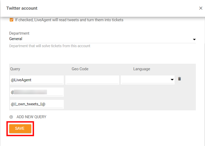 Zapisz ustawienia integracji Twitter