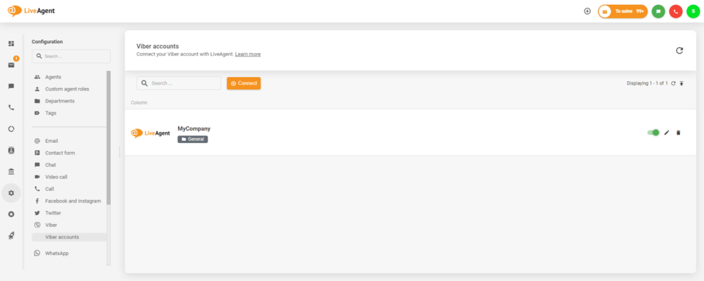 Pomyślna integracja między Viber a LiveAgent