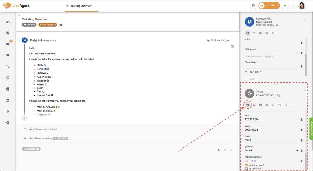 Pola biletów w widoku biletów