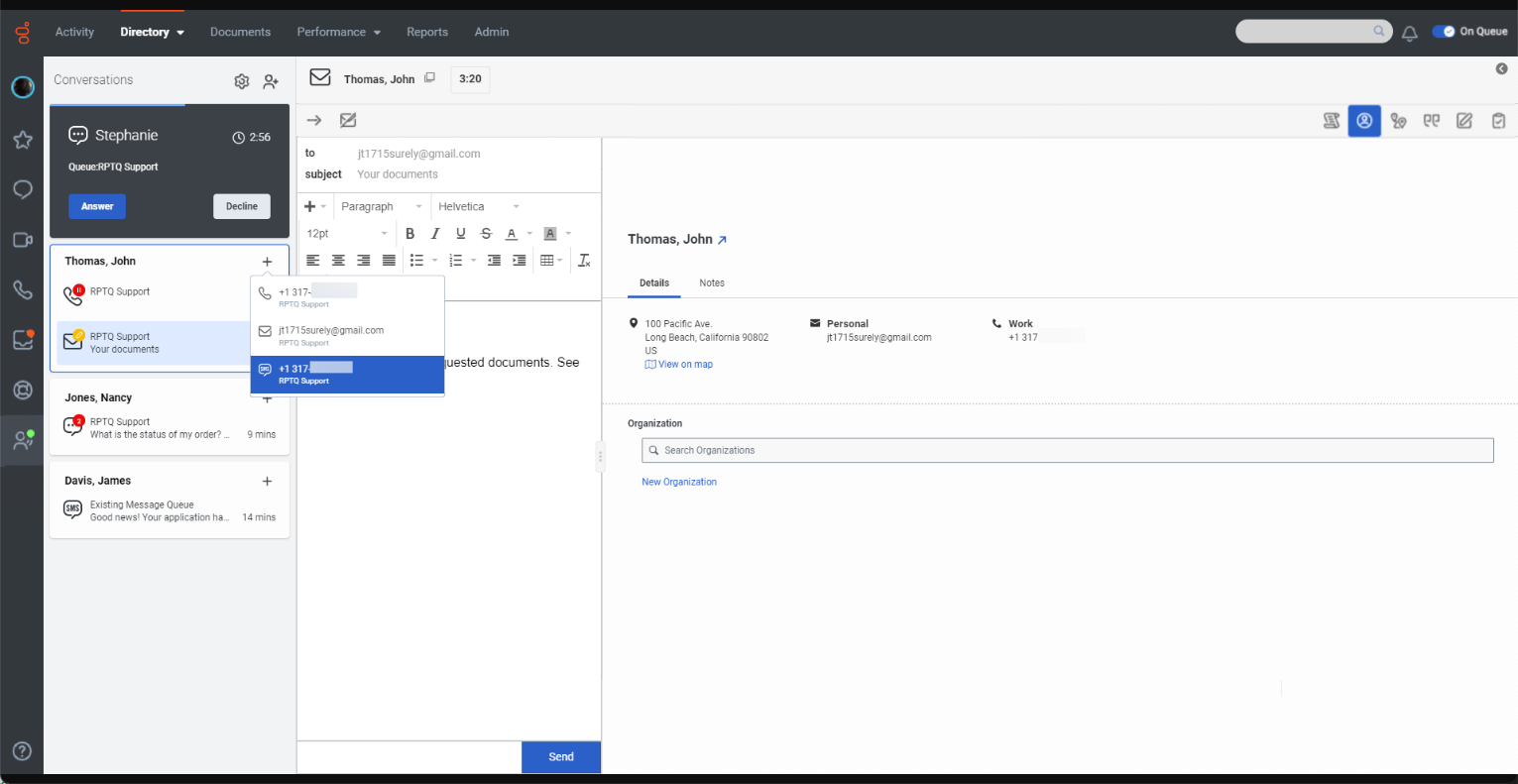 Interfejs użytkownika Genesys Cloud